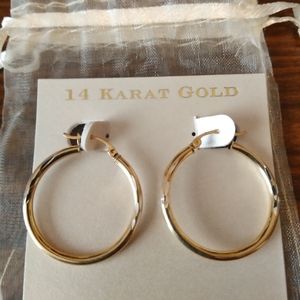 14K yellow gold hoop earings-NEW